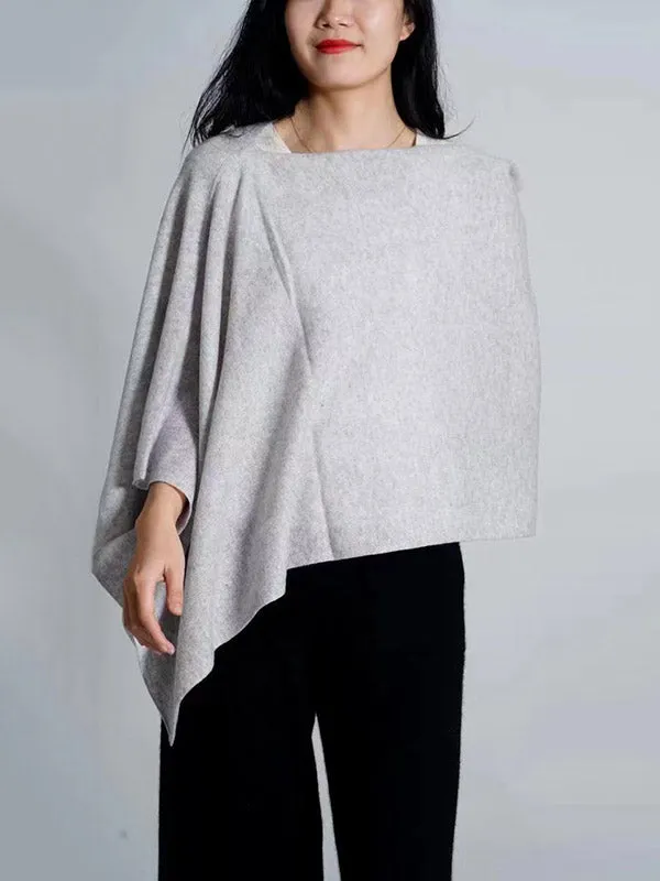 100% Cashmere Solid Color Cape Shawl&Cloak