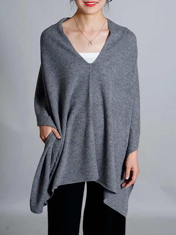 100% Cashmere Solid Color Cape Shawl&Cloak