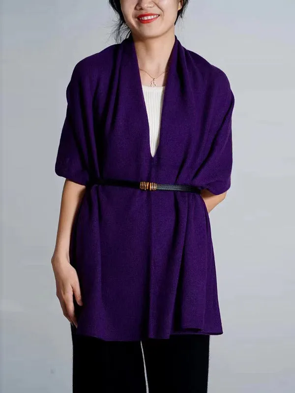 100% Cashmere Solid Color Cape Shawl&Cloak