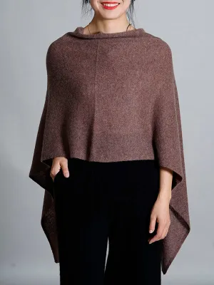 100% Cashmere Solid Color Cape Shawl&Cloak