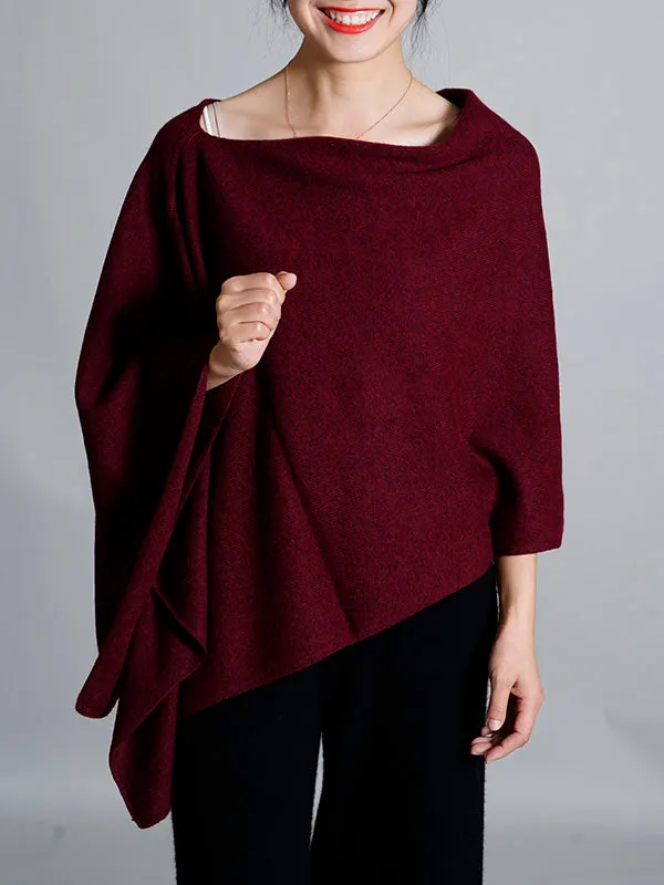 100% Cashmere Solid Color Cape Shawl&Cloak