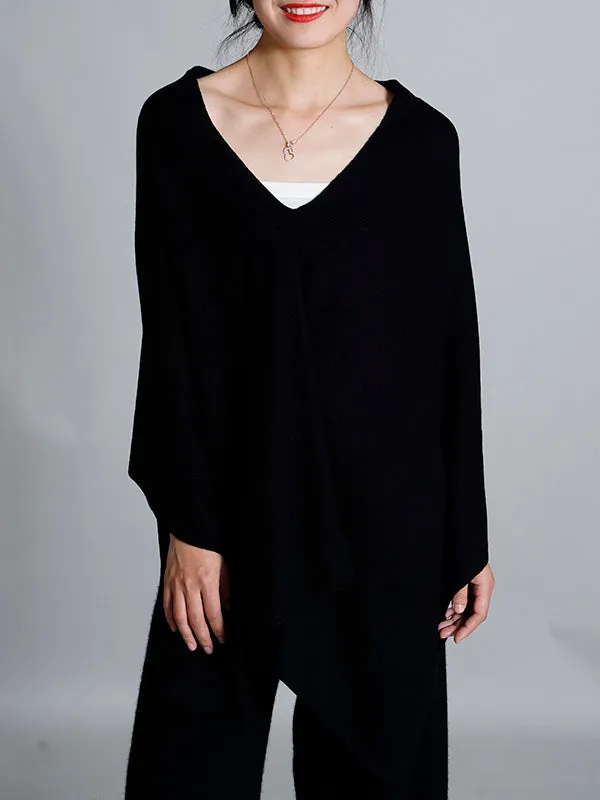 100% Cashmere Solid Color Cape Shawl&Cloak