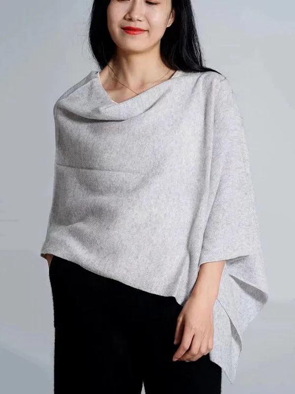 100% Cashmere Solid Color Cape Shawl&Cloak