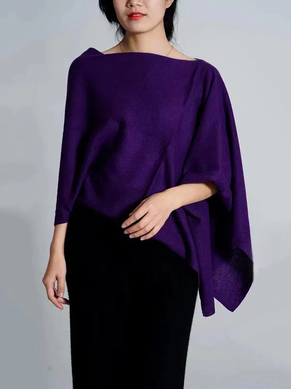 100% Cashmere Solid Color Cape Shawl&Cloak