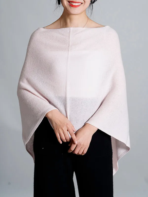 100% Cashmere Solid Color Cape Shawl&Cloak