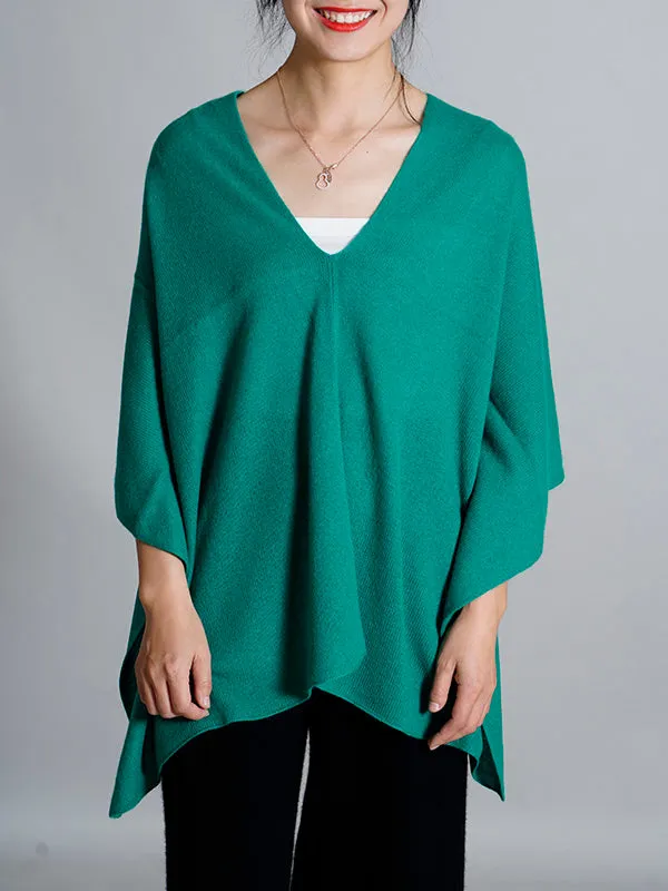 100% Cashmere Solid Color Cape Shawl&Cloak