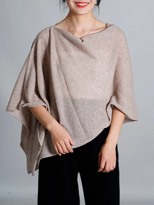 100% Cashmere Solid Color Cape Shawl&Cloak