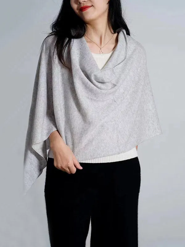 100% Cashmere Solid Color Cape Shawl&Cloak