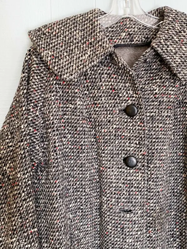 50s 60s Flecked Tweed Swing Coat | L/XL