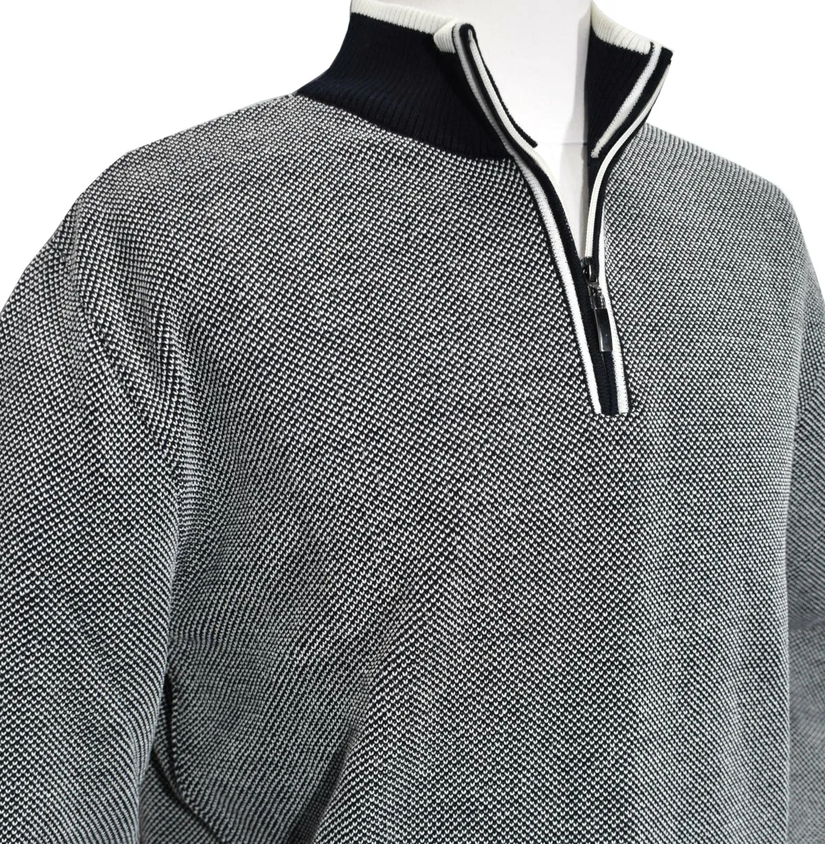 562 Marcello Ecru-Navy Exclusive Quarter Zip