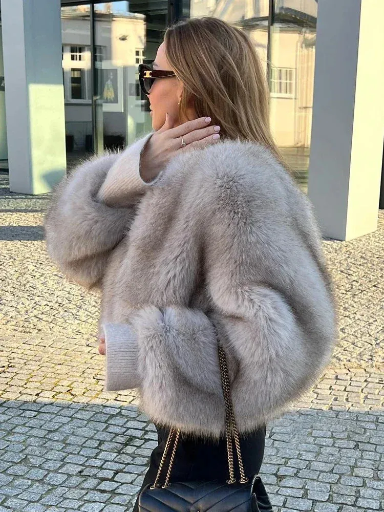 Advbridge Fluffy Faux Fur Coat For Women Winter Elegant Loose Long Sleeve Jacket Female Luxury Thick Lady High Street Outerwear