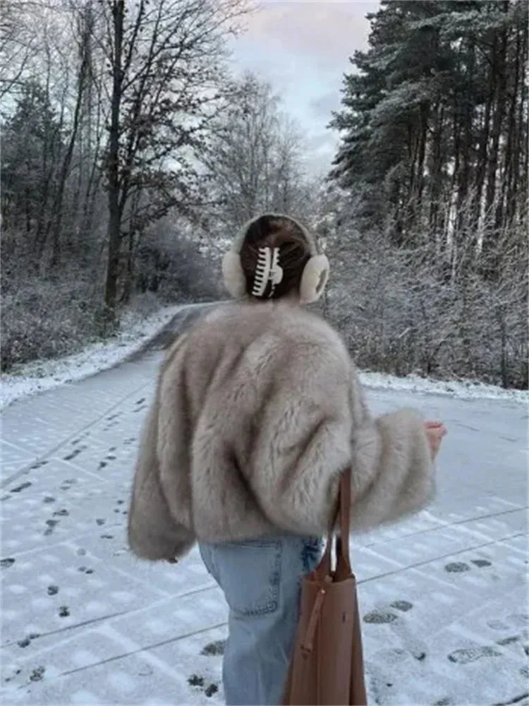 Advbridge Fluffy Faux Fur Coat For Women Winter Elegant Loose Long Sleeve Jacket Female Luxury Thick Lady High Street Outerwear