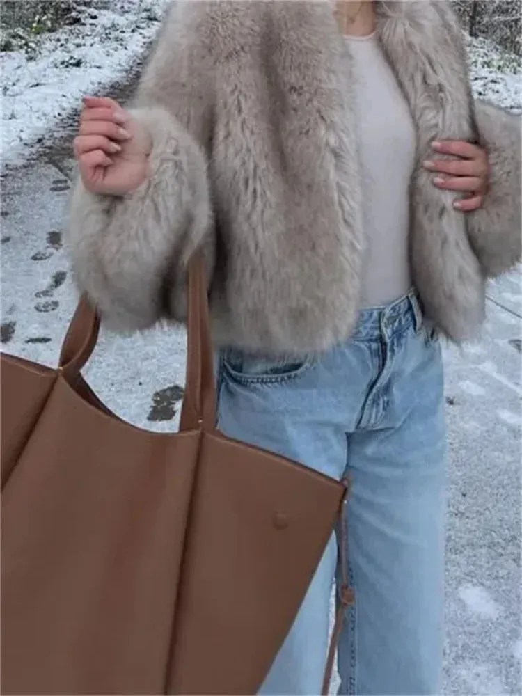 Advbridge Fluffy Faux Fur Coat For Women Winter Elegant Loose Long Sleeve Jacket Female Luxury Thick Lady High Street Outerwear