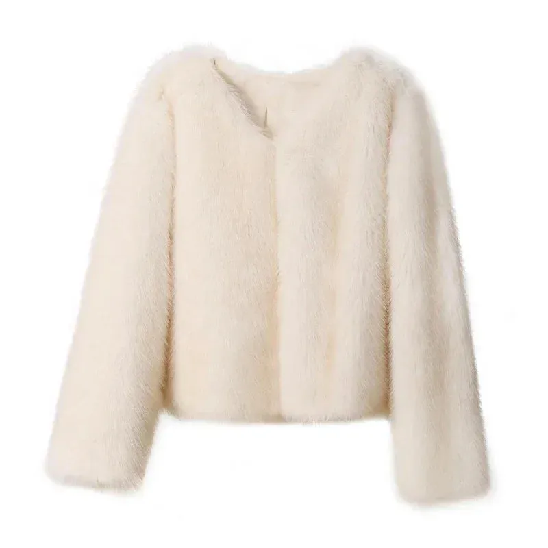 Advbridge Fluffy Faux Fur Coat For Women Winter Elegant Loose Long Sleeve Jacket Female Luxury Thick Lady High Street Outerwear