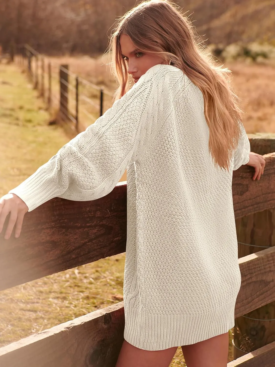 ANRABESS Women Long Sleeve Oversized Cable Knit Chunky Baggy Loose Pullover Tunic Mini Sweater Dress 2025 Trendy Fall Outfits