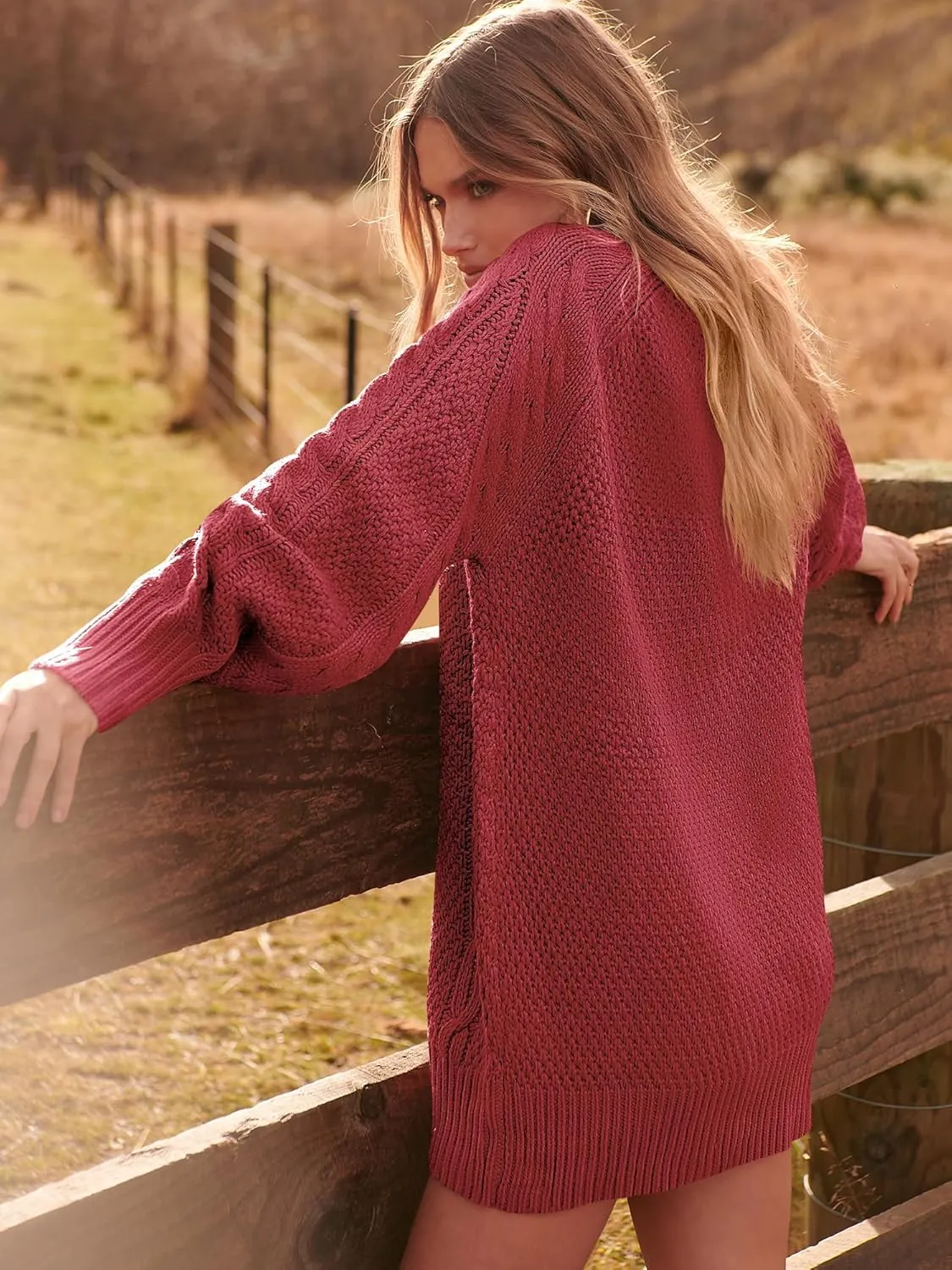 ANRABESS Women Long Sleeve Oversized Cable Knit Chunky Baggy Loose Pullover Tunic Mini Sweater Dress 2025 Trendy Fall Outfits