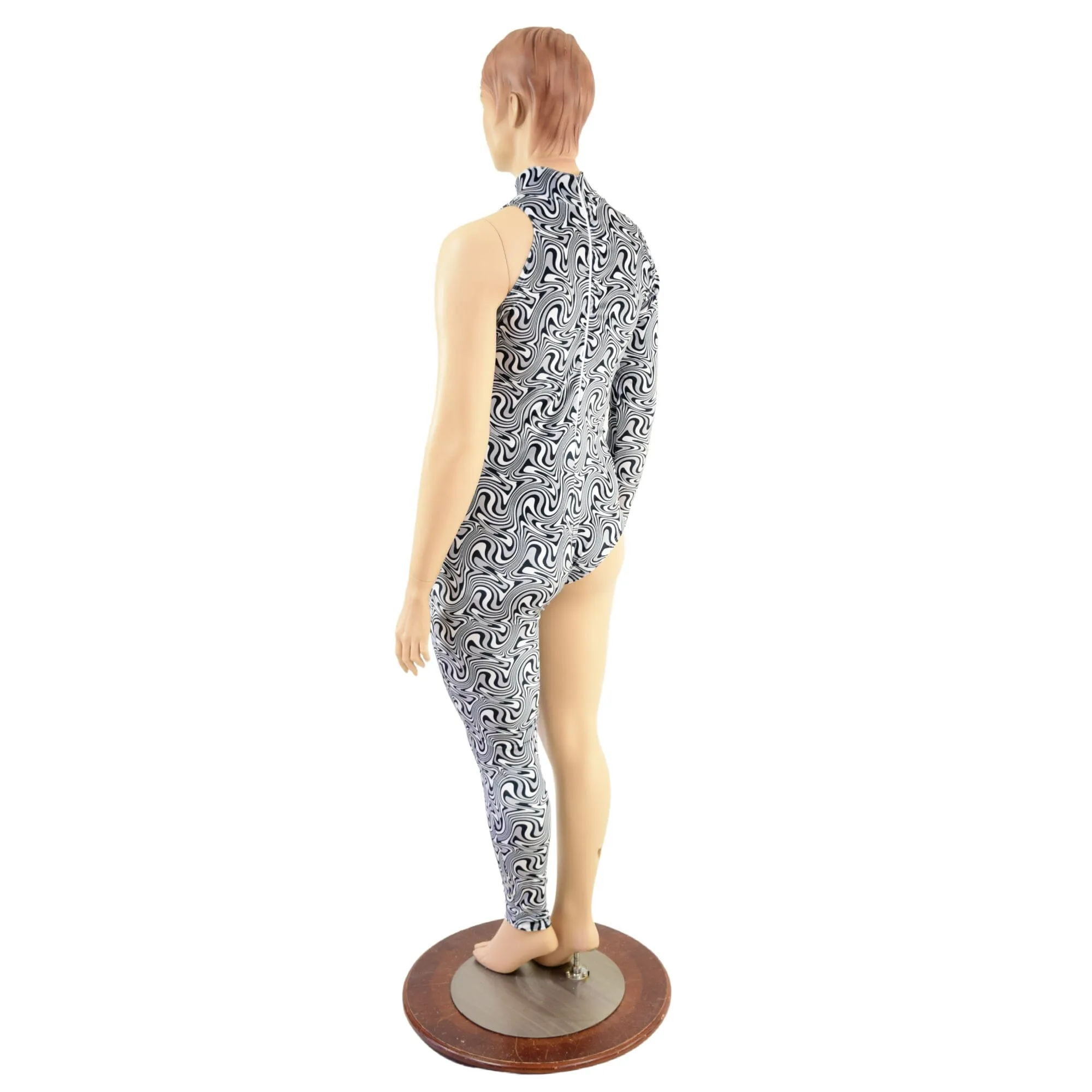 Asymmetrical Distortion Velvet Catsuit