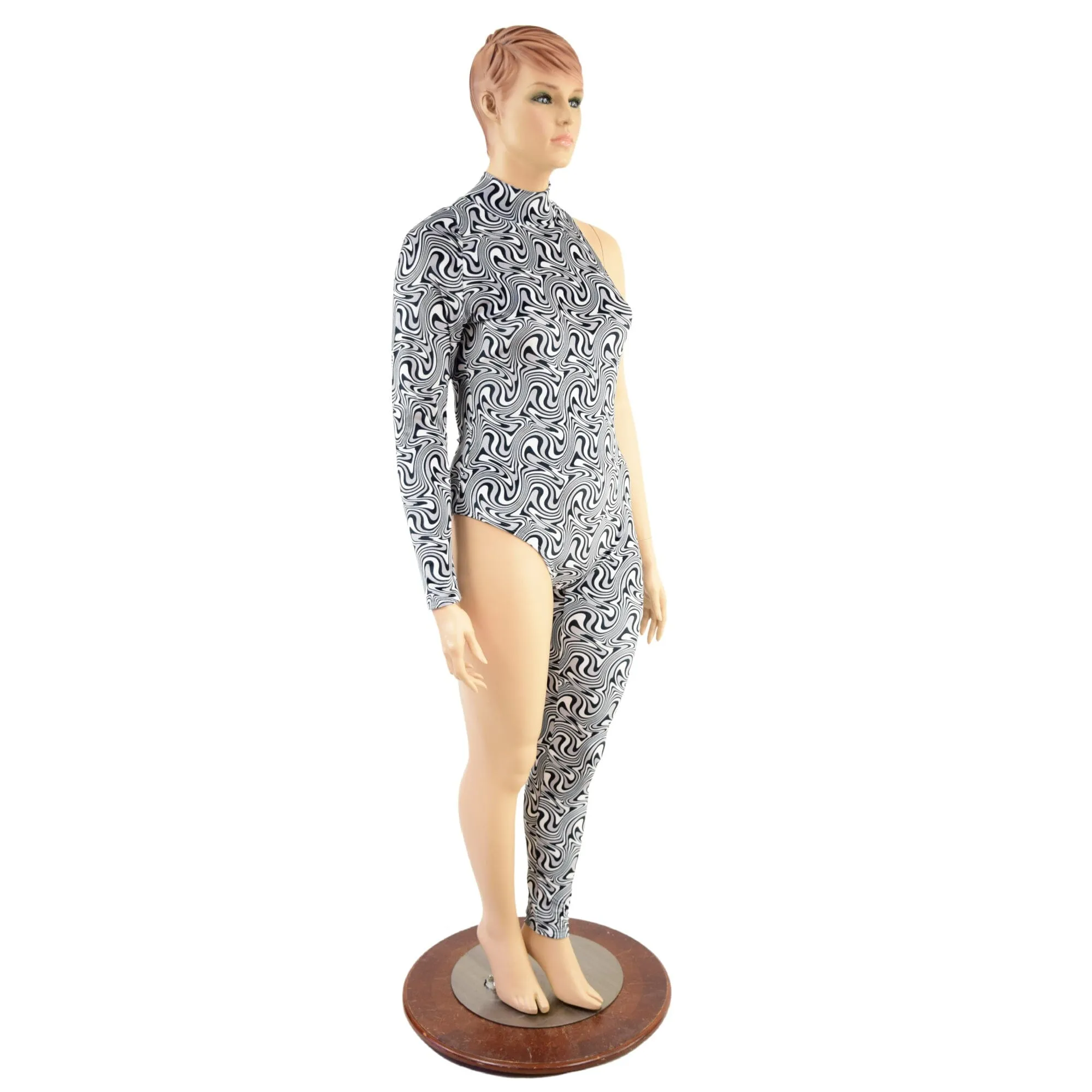 Asymmetrical Distortion Velvet Catsuit