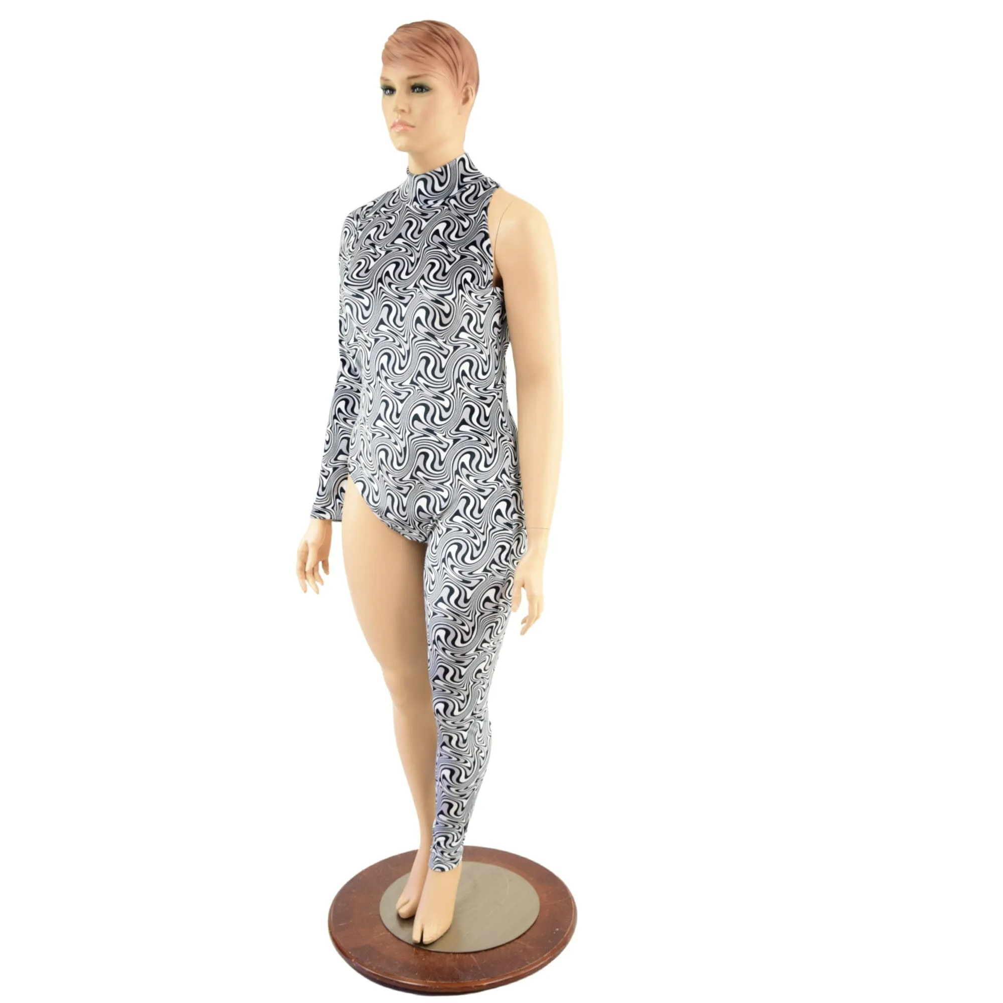 Asymmetrical Distortion Velvet Catsuit