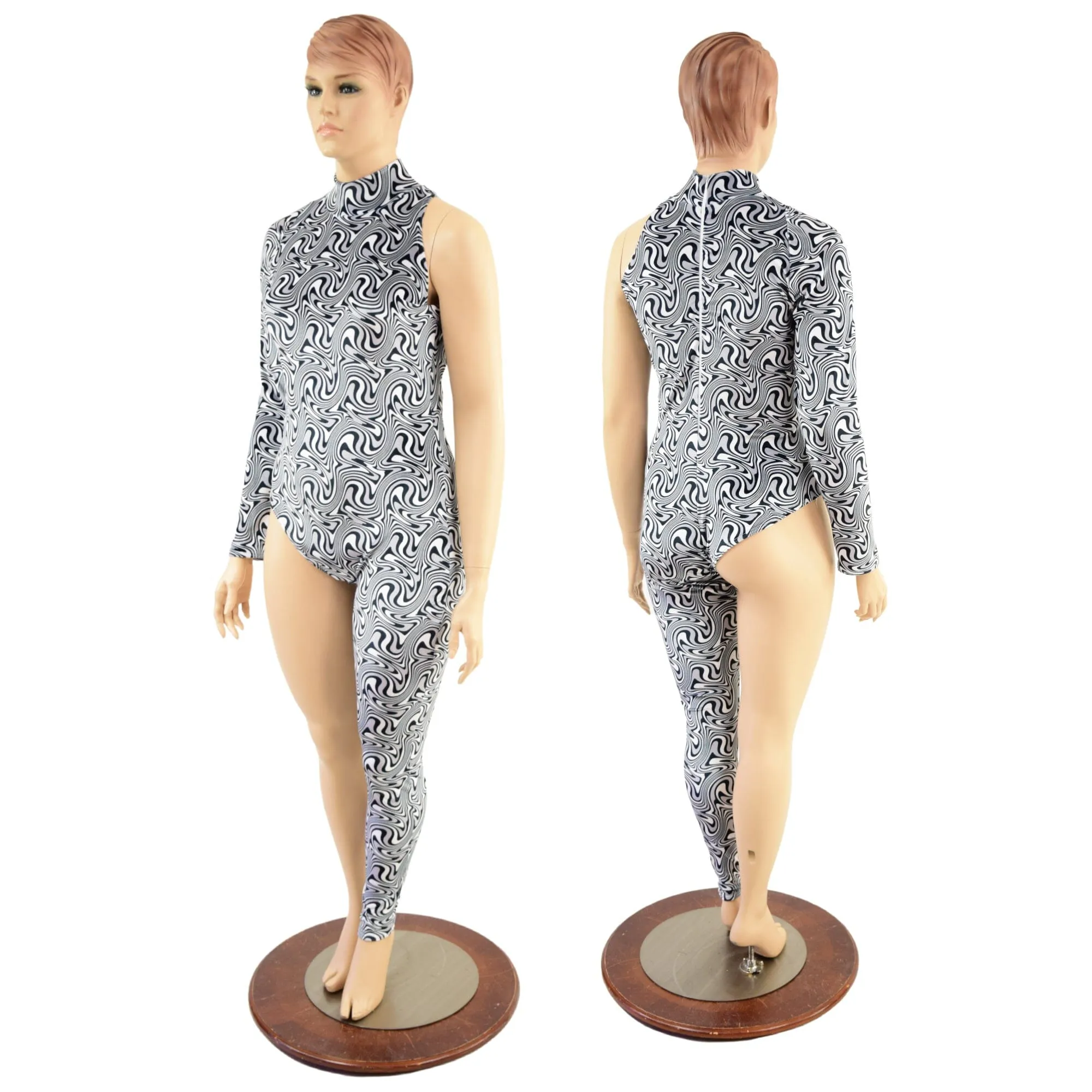 Asymmetrical Distortion Velvet Catsuit