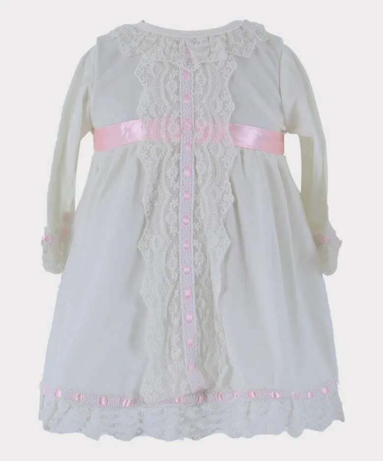 Baby Girls Smocked Velvet Sleeping Wear Set - Ivory