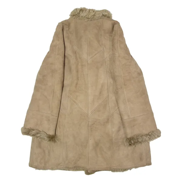 BRECO'S Womens Overcoat Coat Brown Shearling 90s UK 18