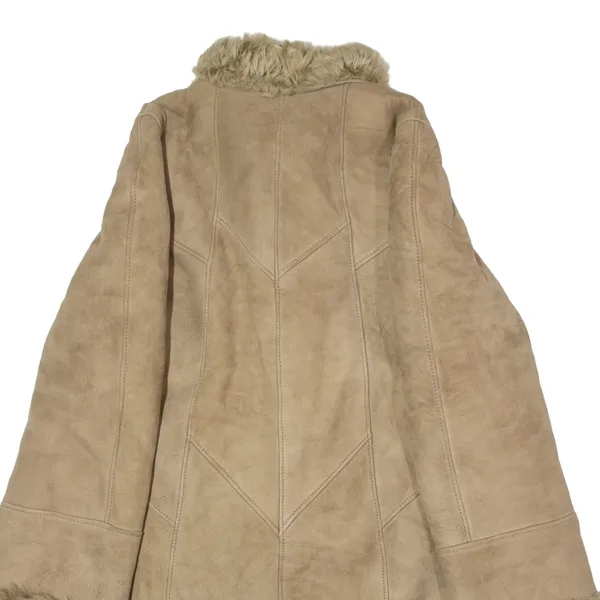 BRECO'S Womens Overcoat Coat Brown Shearling 90s UK 18