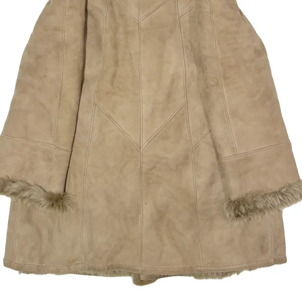 BRECO'S Womens Overcoat Coat Brown Shearling 90s UK 18
