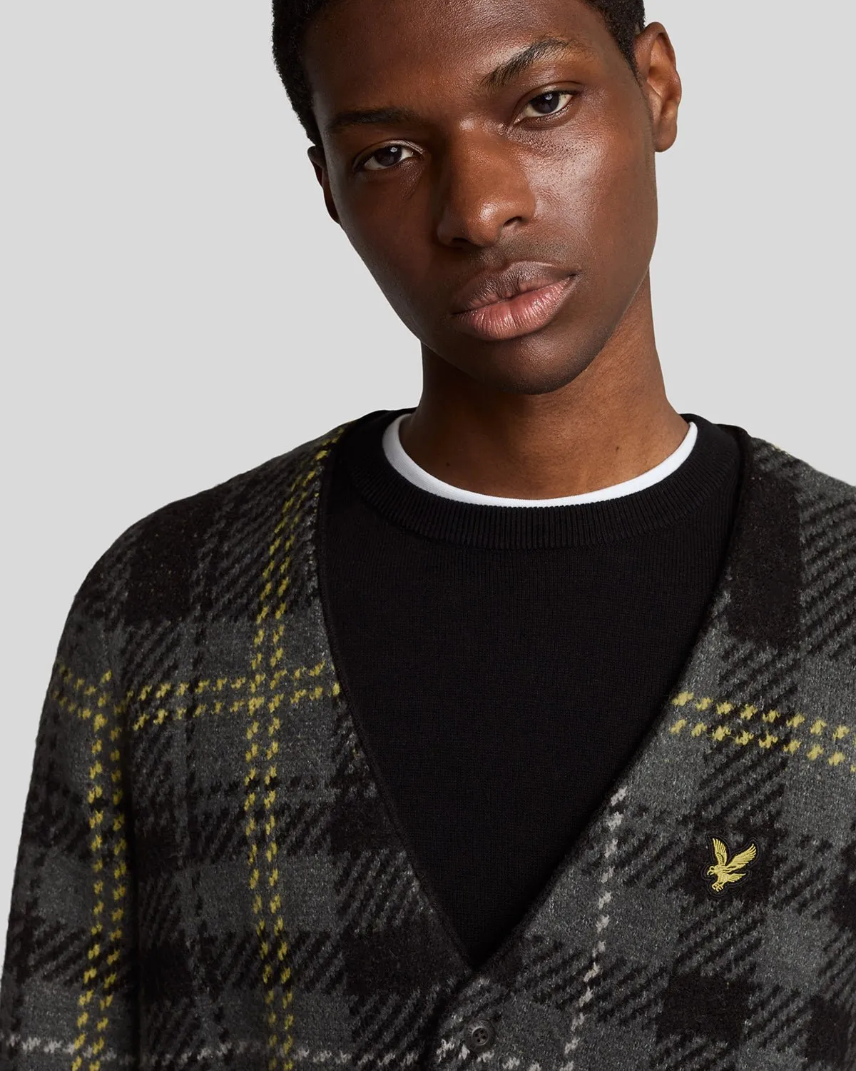Brushed Tartan Cardigan