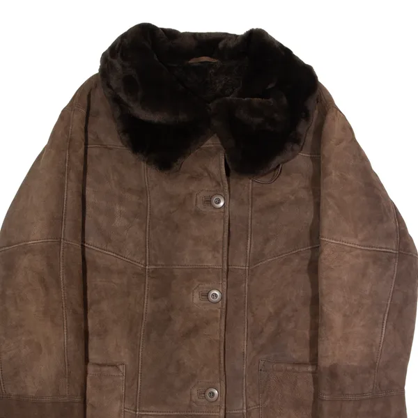 BUCHLER Womens Overcoat Coat Brown Shearling 90s XL