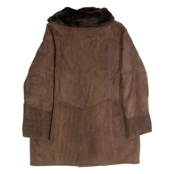 BUCHLER Womens Overcoat Coat Brown Shearling 90s XL