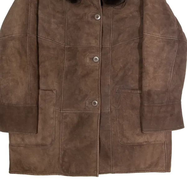 BUCHLER Womens Overcoat Coat Brown Shearling 90s XL