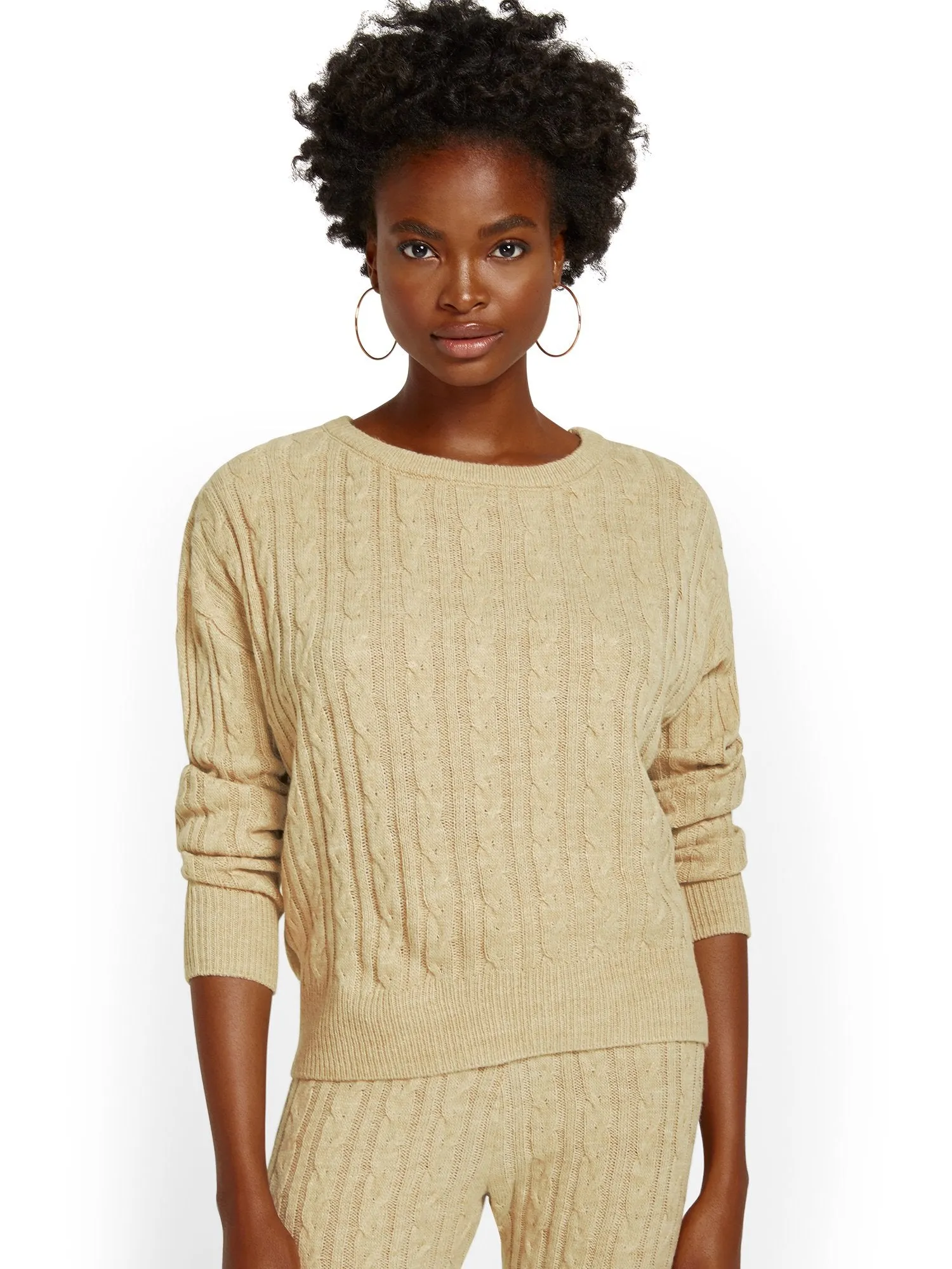 Cable-Knit Pullover Sweatshirt