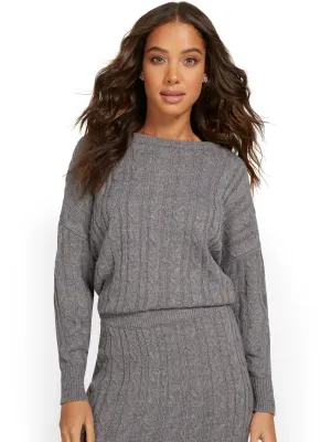 Cable-Knit Pullover Sweatshirt