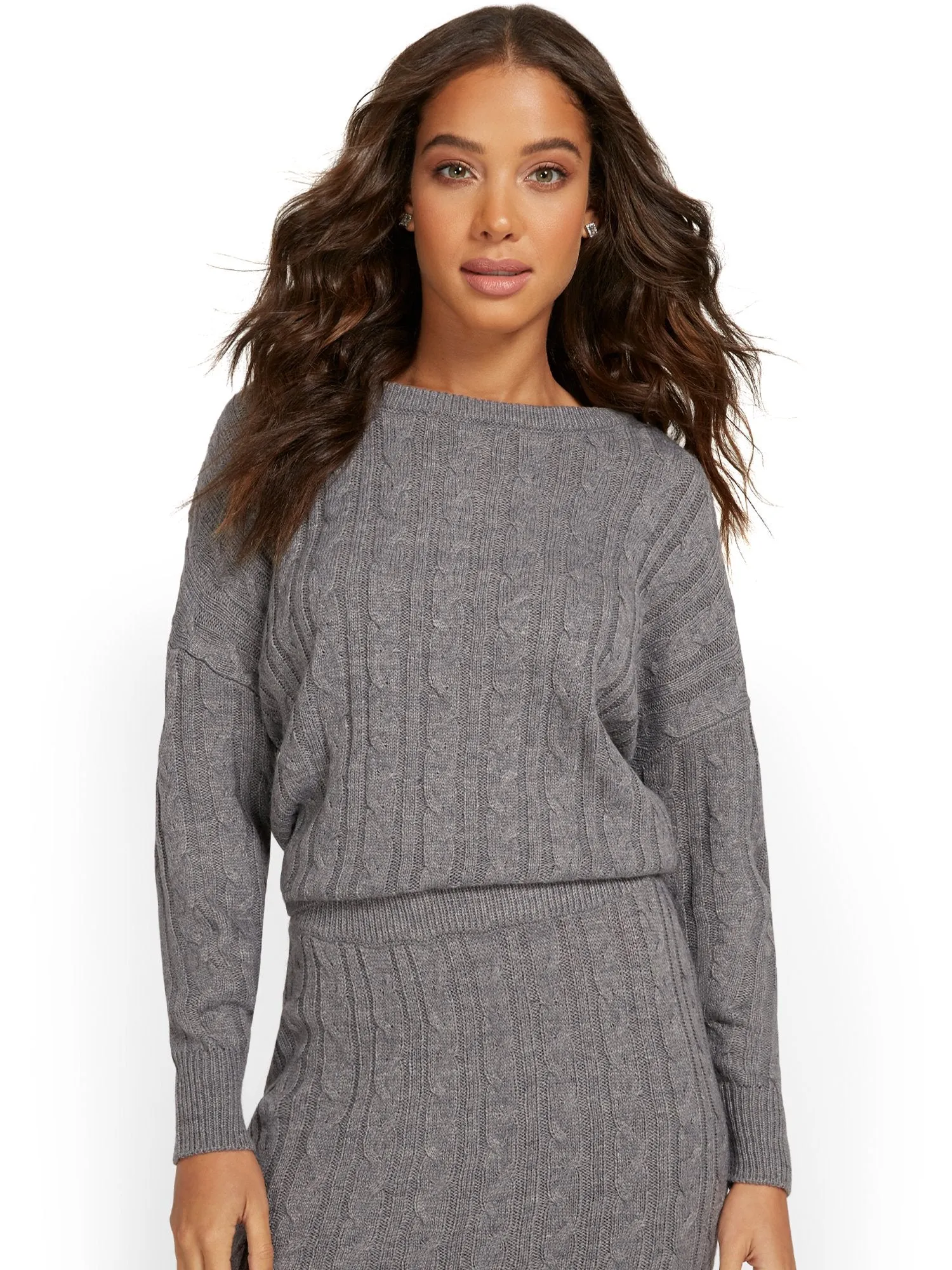 Cable-Knit Pullover Sweatshirt