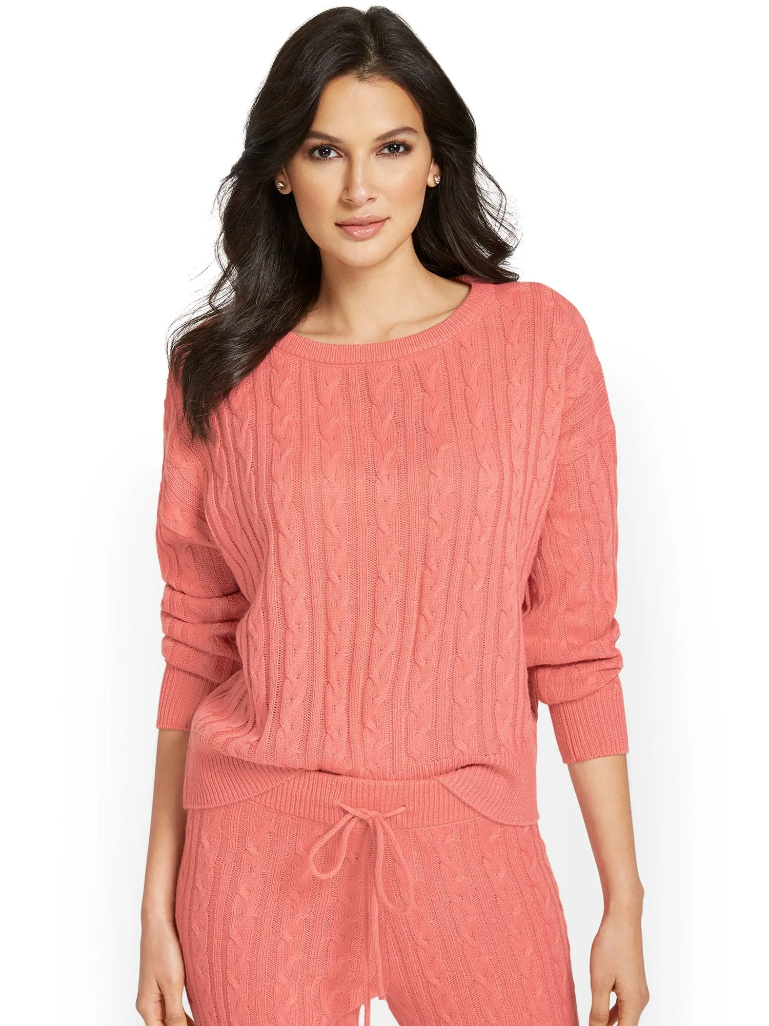 Cable-Knit Pullover Sweatshirt