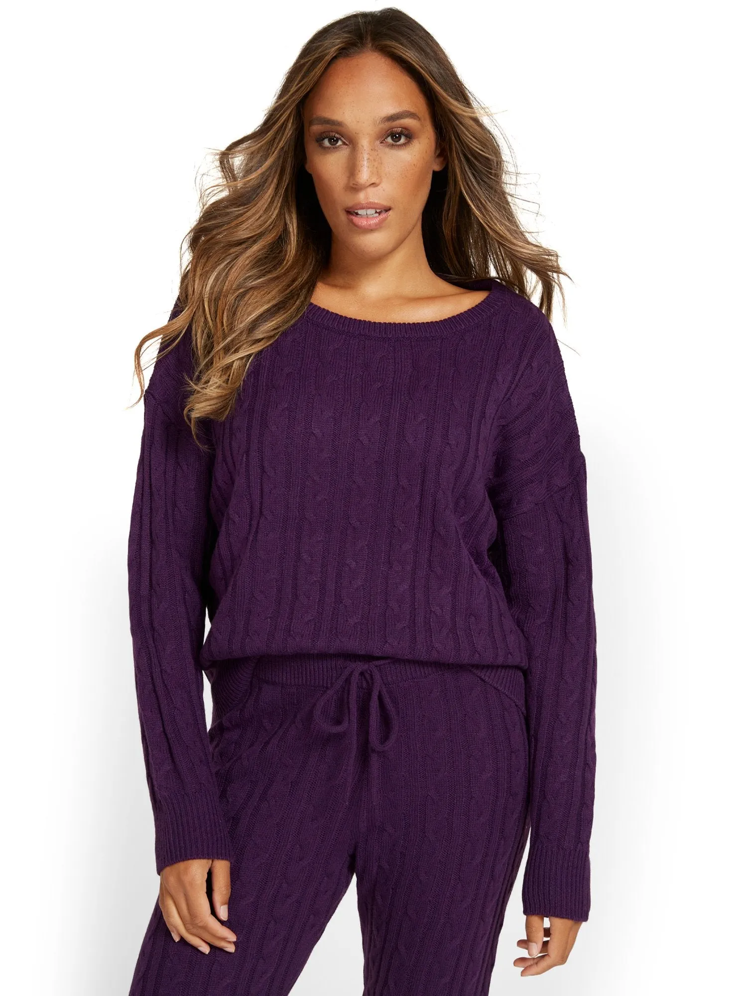Cable-Knit Pullover Sweatshirt