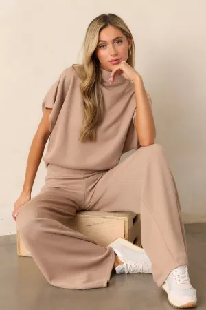Carolina Plains Beige Knit Mock Neck Top