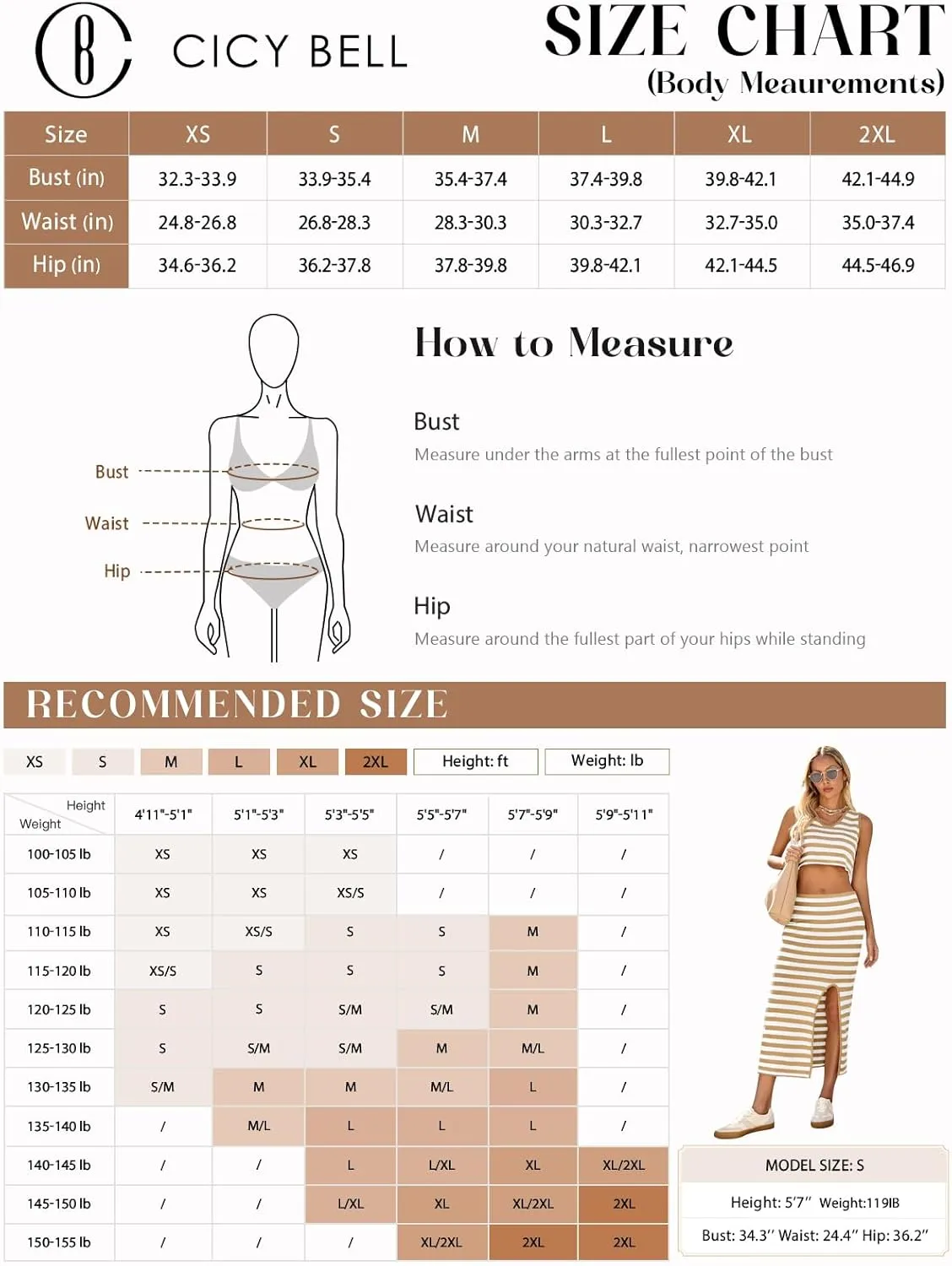 Cicy Bell Womens Summer Striped Two Piece Skirt Set Sleeveless Cropped Tank Top and Slit Midi Skirts Knit Sweater Sets