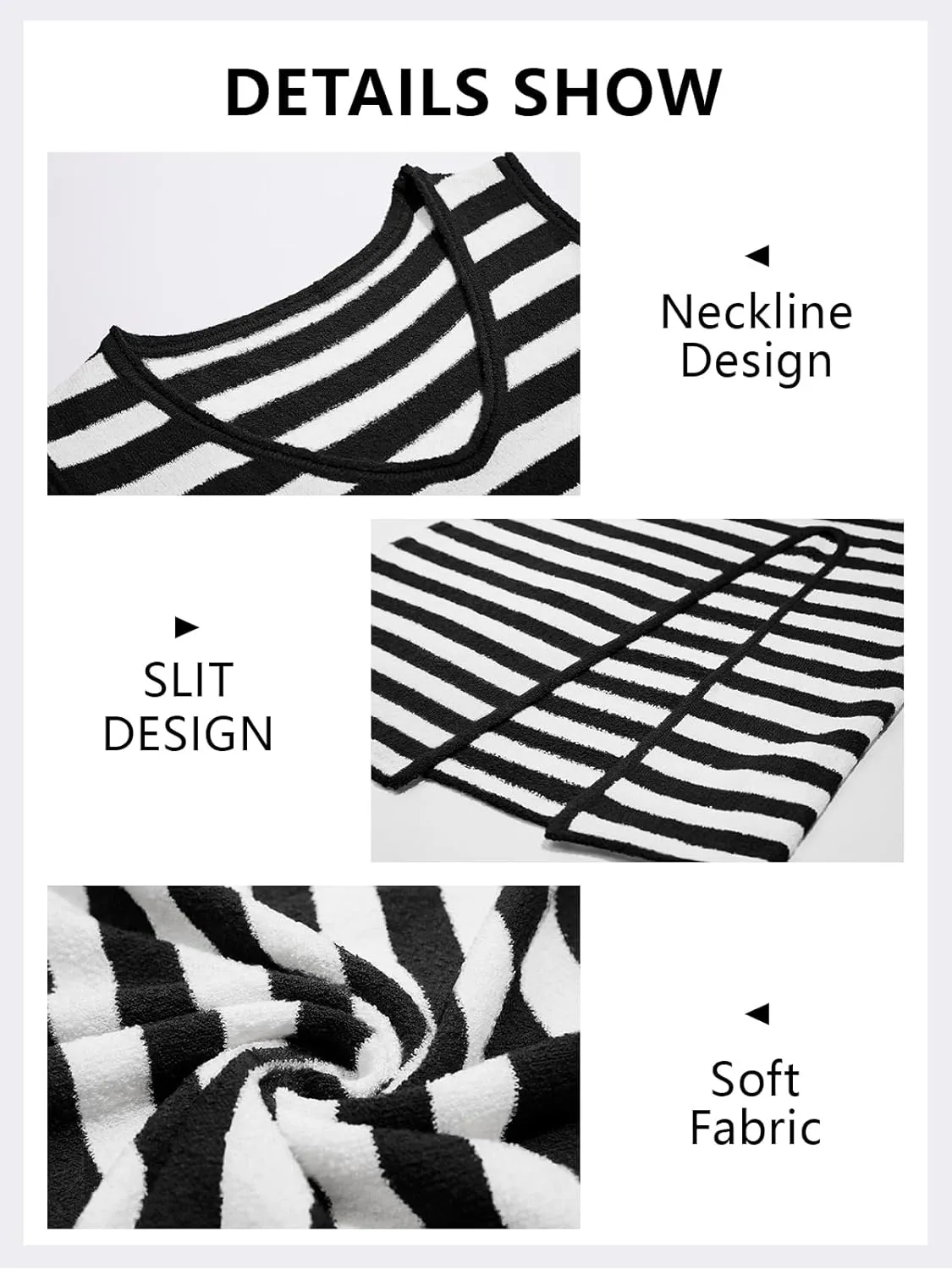 Cicy Bell Womens Summer Striped Two Piece Skirt Set Sleeveless Cropped Tank Top and Slit Midi Skirts Knit Sweater Sets