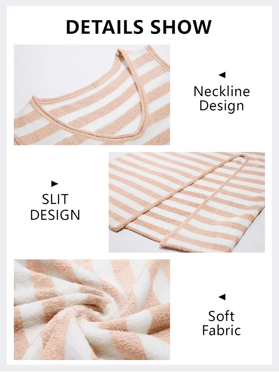 Cicy Bell Womens Summer Striped Two Piece Skirt Set Sleeveless Cropped Tank Top and Slit Midi Skirts Knit Sweater Sets