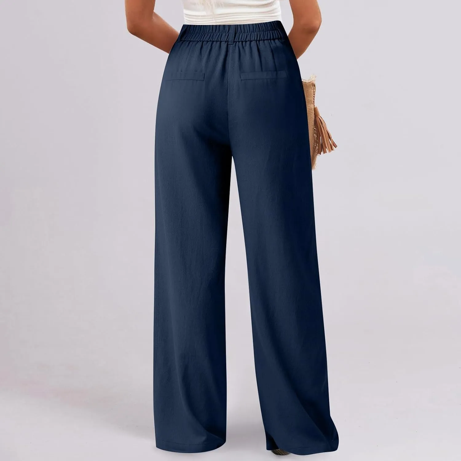 Dress Pants Women Summer Wide Leg Linen Pants Business Casual Office Work Pant Trendy Palazzo Pant 2025