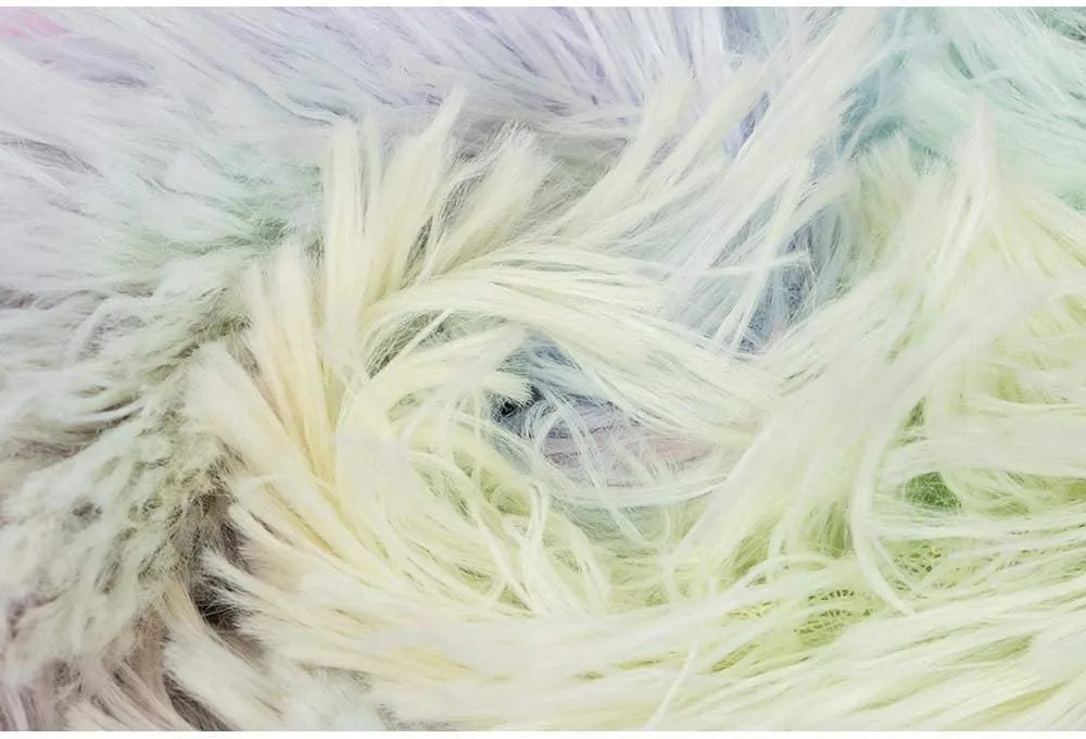 ECDAHICC Women's Rainbow Tie Dye Fuzzy Fleece Long Sleeves Jackets Wool Faux Fur Teddy Bear Long Cardigan Coat Outwear