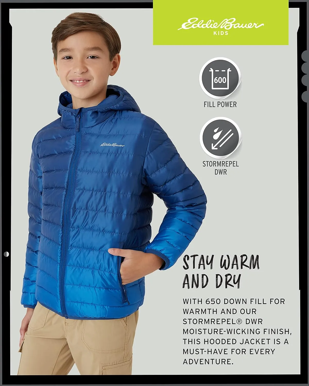 Eddie Bauer Boys' Jacket - CirrusLite Weather Resistant Down Coat for Boys - Insulated Quilted Bubble Puffer (3-20)