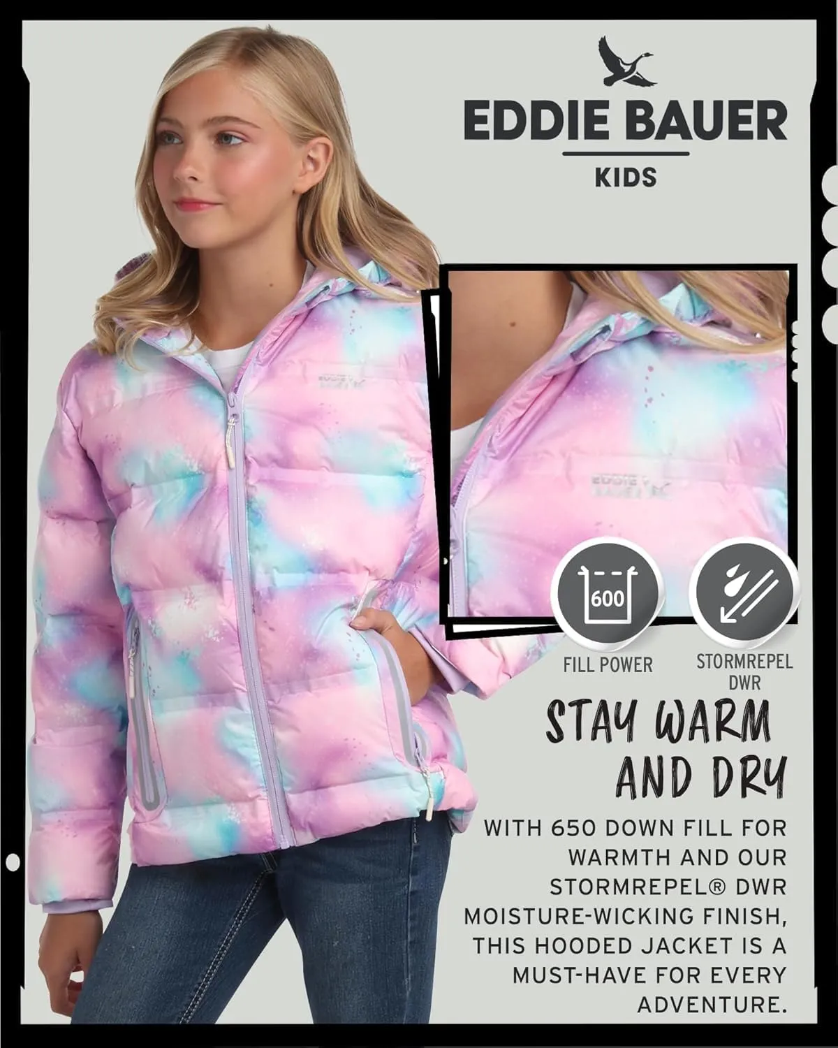 Eddie Bauer Girls' Winter Jacket - Heavyweight Quilted Down Jacket - Insulated Hooded Outerwear Coat for Girls (5-20)