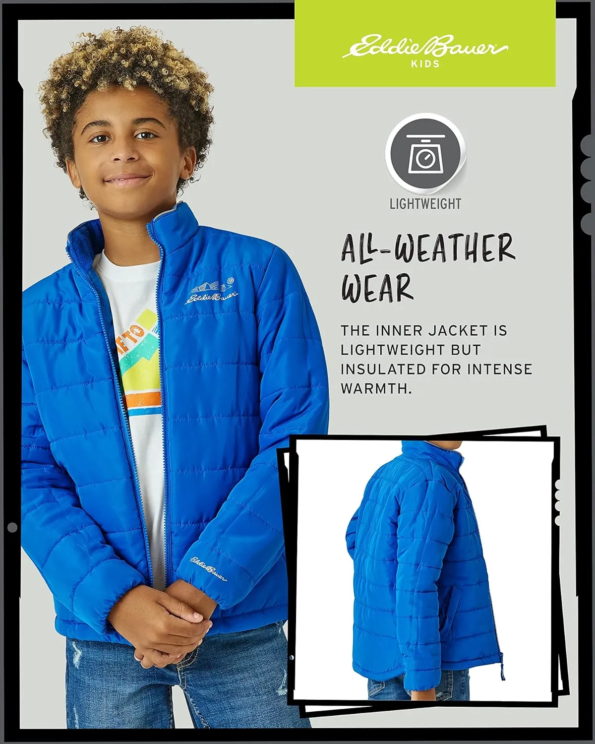 Eddie Bauer Kids' Ski Jacket - Waterproof 3 in 1 Insulated Coat with Removable Shell Jacket for Boys and Girls (3-16)