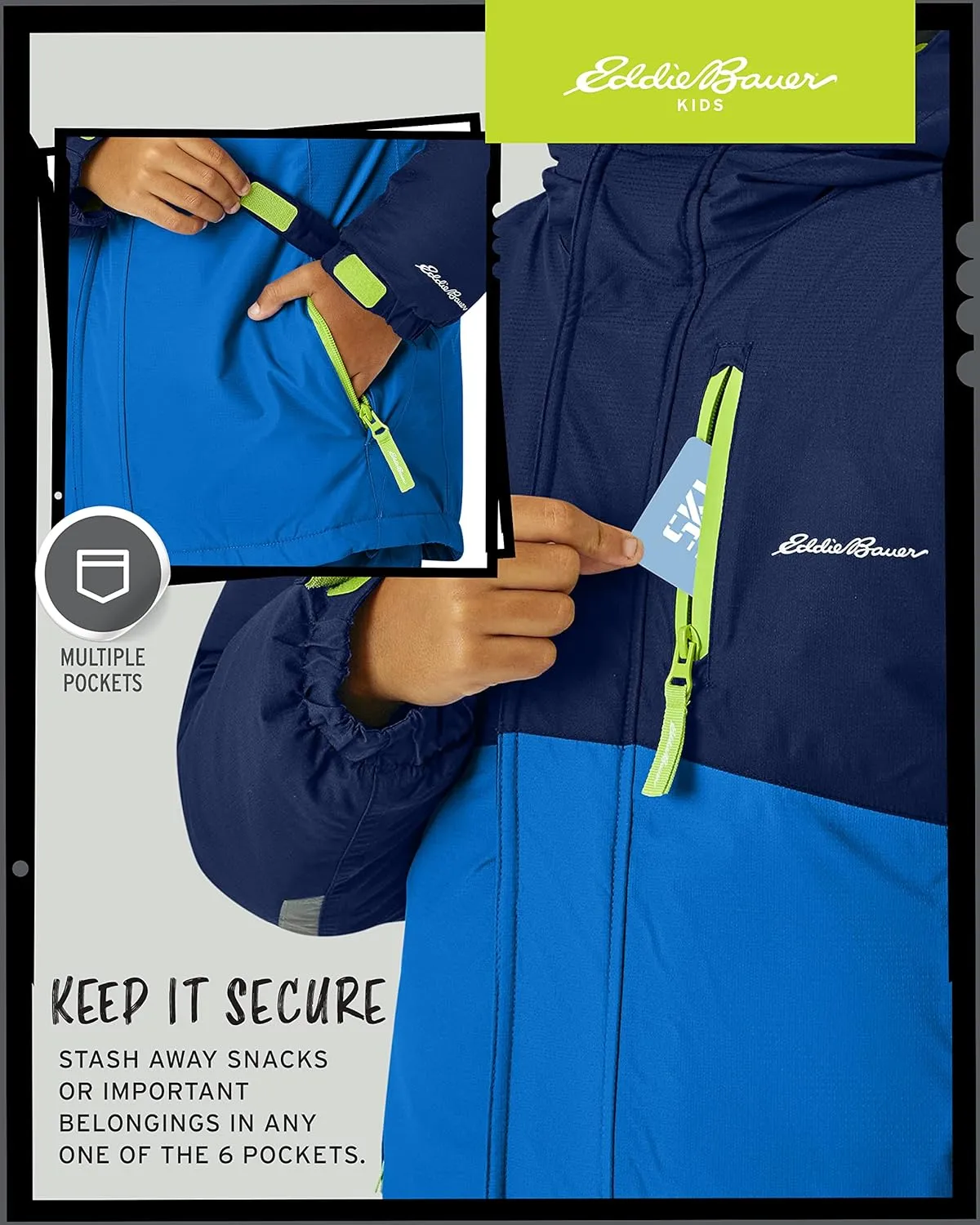 Eddie Bauer Kids' Ski Jacket - Waterproof 3 in 1 Insulated Coat with Removable Shell Jacket for Boys and Girls (3-16)