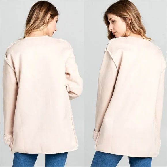 ELLA Suede Fur lined Coat Pink