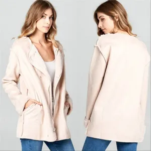 ELLA Suede Fur lined Coat Pink