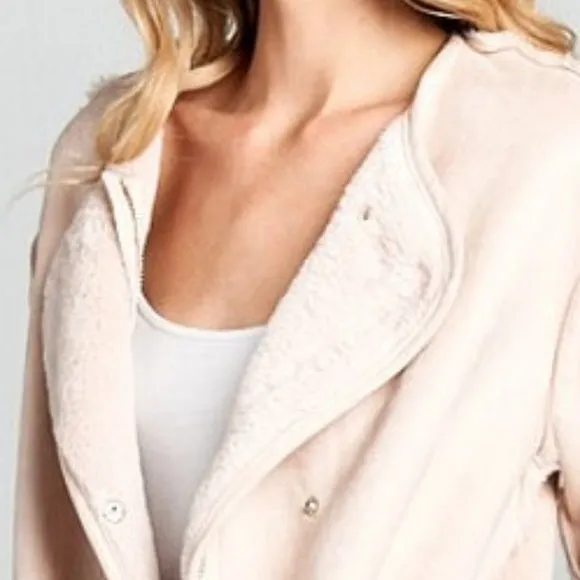 ELLA Suede Fur lined Coat Pink